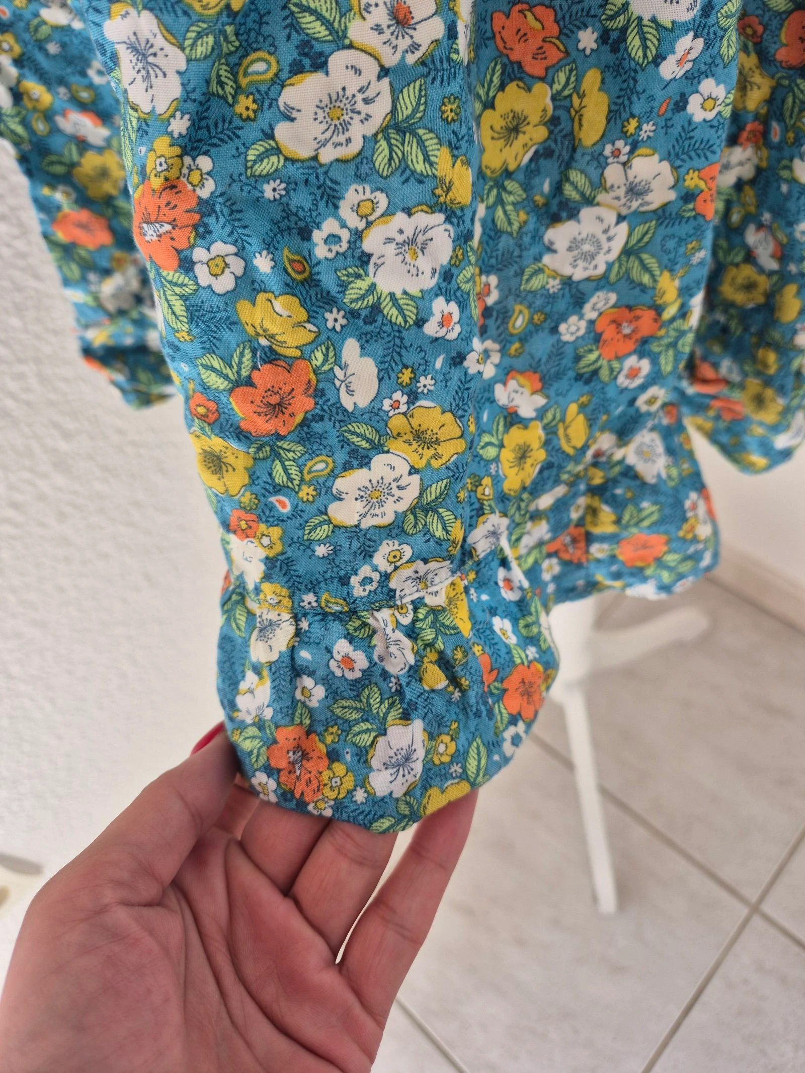Vestido bustier Zara Trafaluc P 36 floral azul verde com babado boêmio verão viscose – photo 4